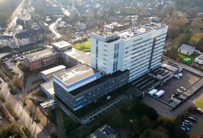 Luftaufnahme des Evangelischen Krankenhauses Dinslaken